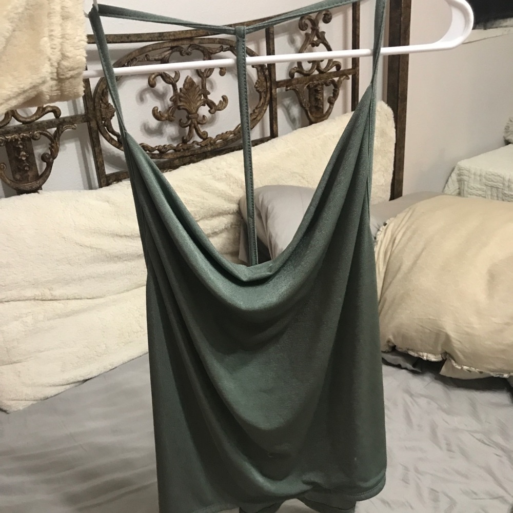 Army green flowy tank top